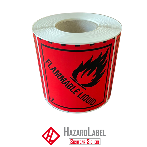 Gefahrgutaufkleber Klasse 3, 10x10 cm, PE-Folie, FLAMMABLE LIQUID
